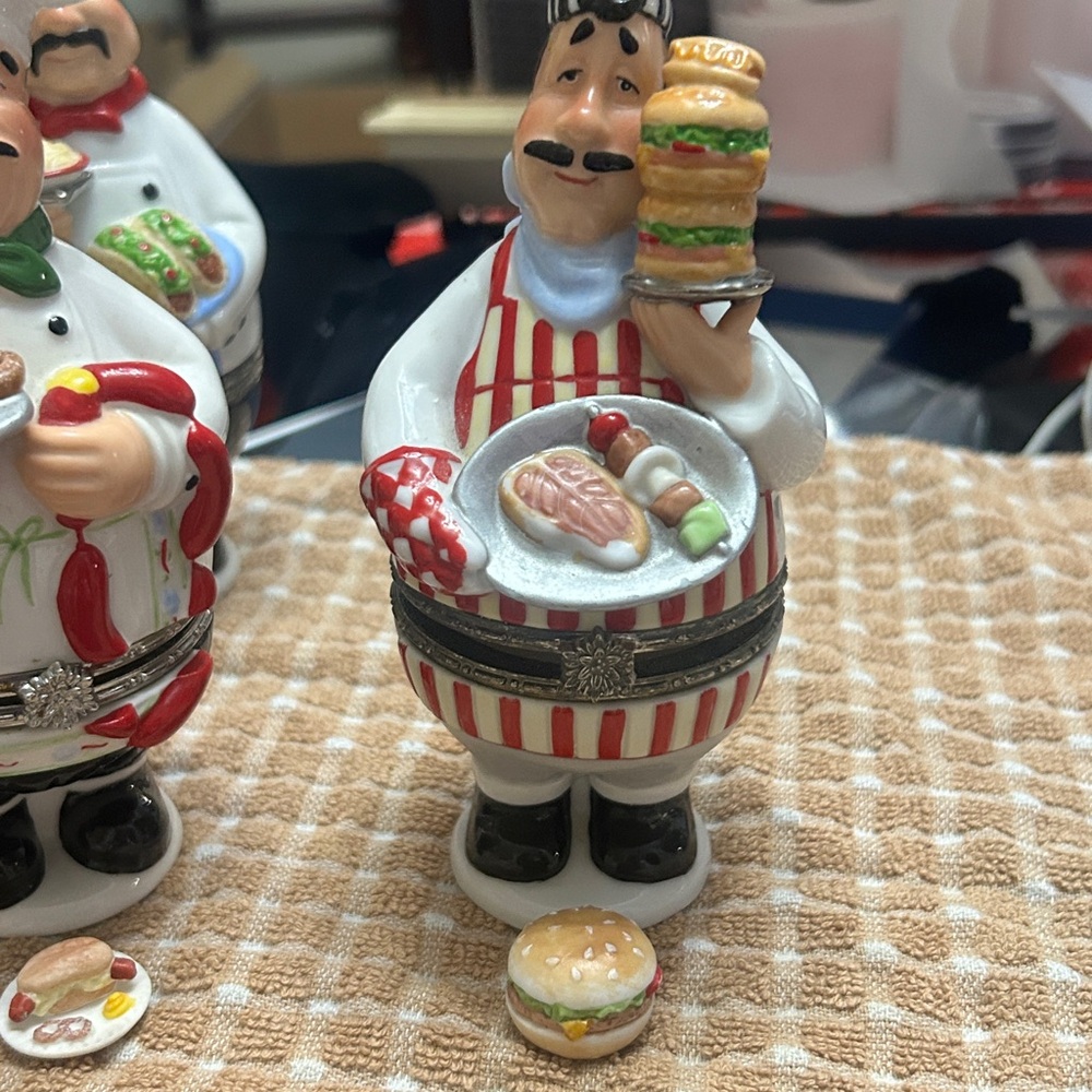 7 Vintage Ceramic Chef Hinged Trinket Boxes Complete set – 1990’s Collectibles - Picture 7 of 13